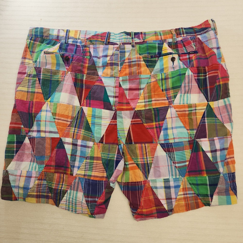Polo Ralph Lauren Mens 50 Patchwork Plaid Triangle Classic Fit 9 Inch Shorts 50B - Picture 6 of 9